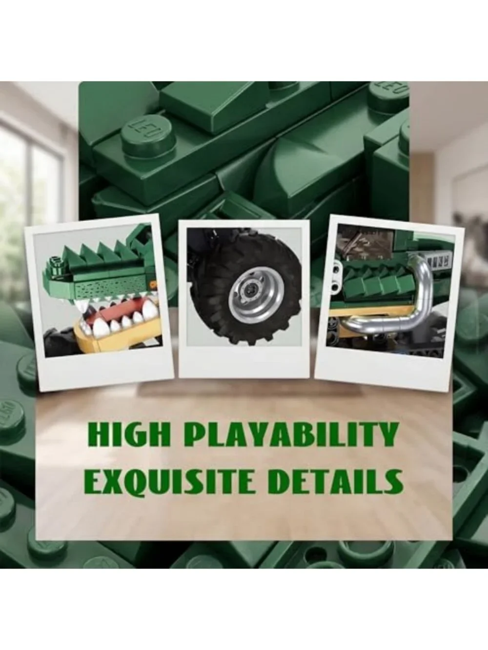 Monster Crocodile Truck Toy for Kids - Fun Building Set for Boys & Girls, Green